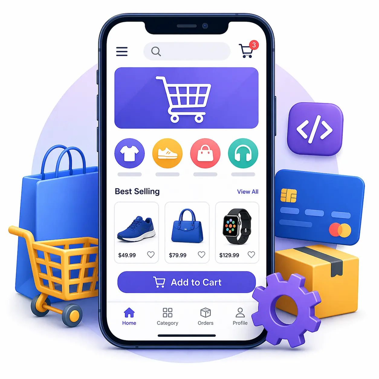 ecommerce app development for mobile online shopping with secure checkout and user friendly interface