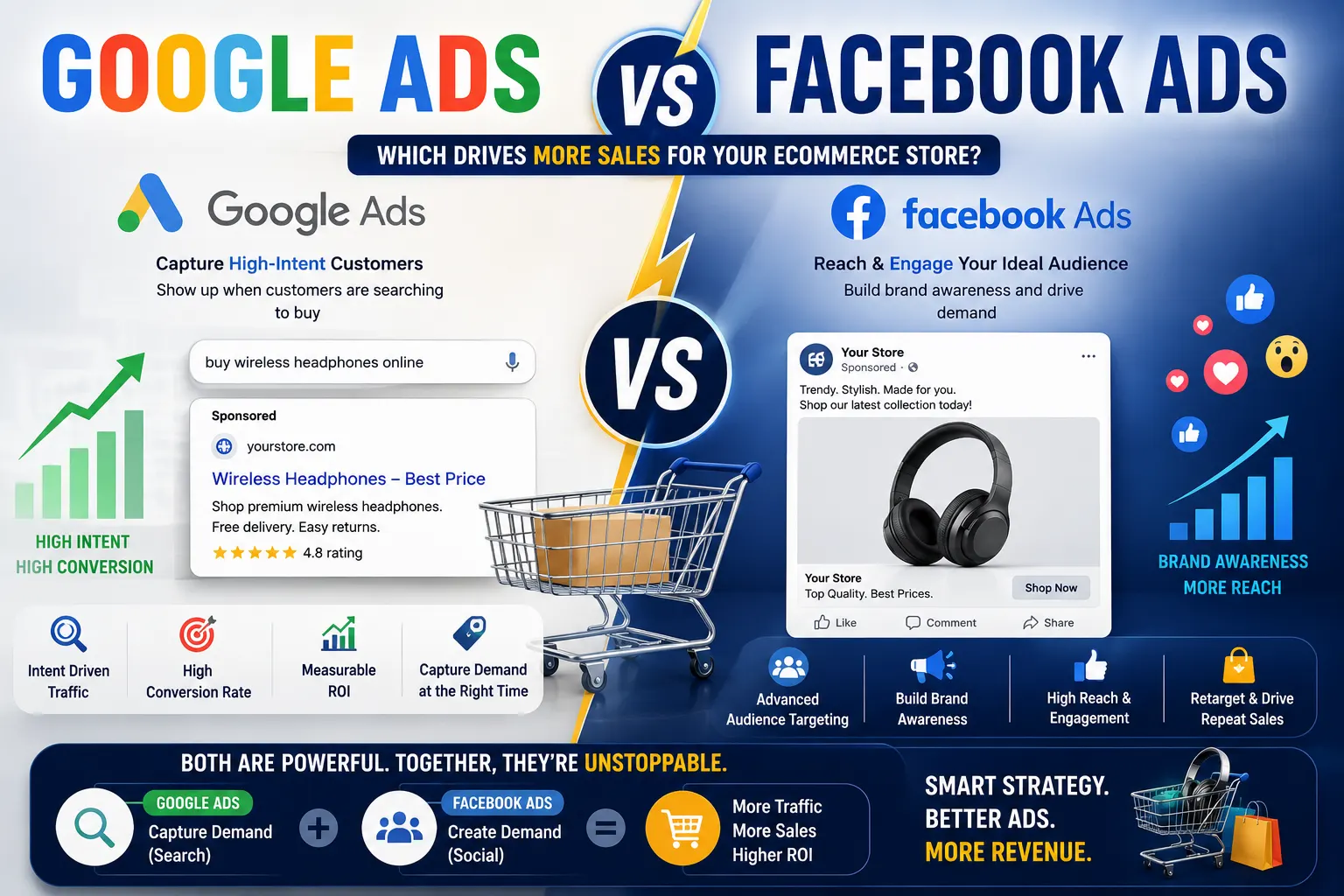 Google Ads vs Facebook Ads comparison to help businesses choose the right paid advertising platform for maximum ROI in Coimbatore – Sri Hayavadhana