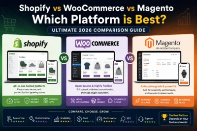Shopify vs WooCommerce vs Magento comparison to help businesses choose the best ecommerce platform for their online store in Coimbatore – Sri Hayavadhana